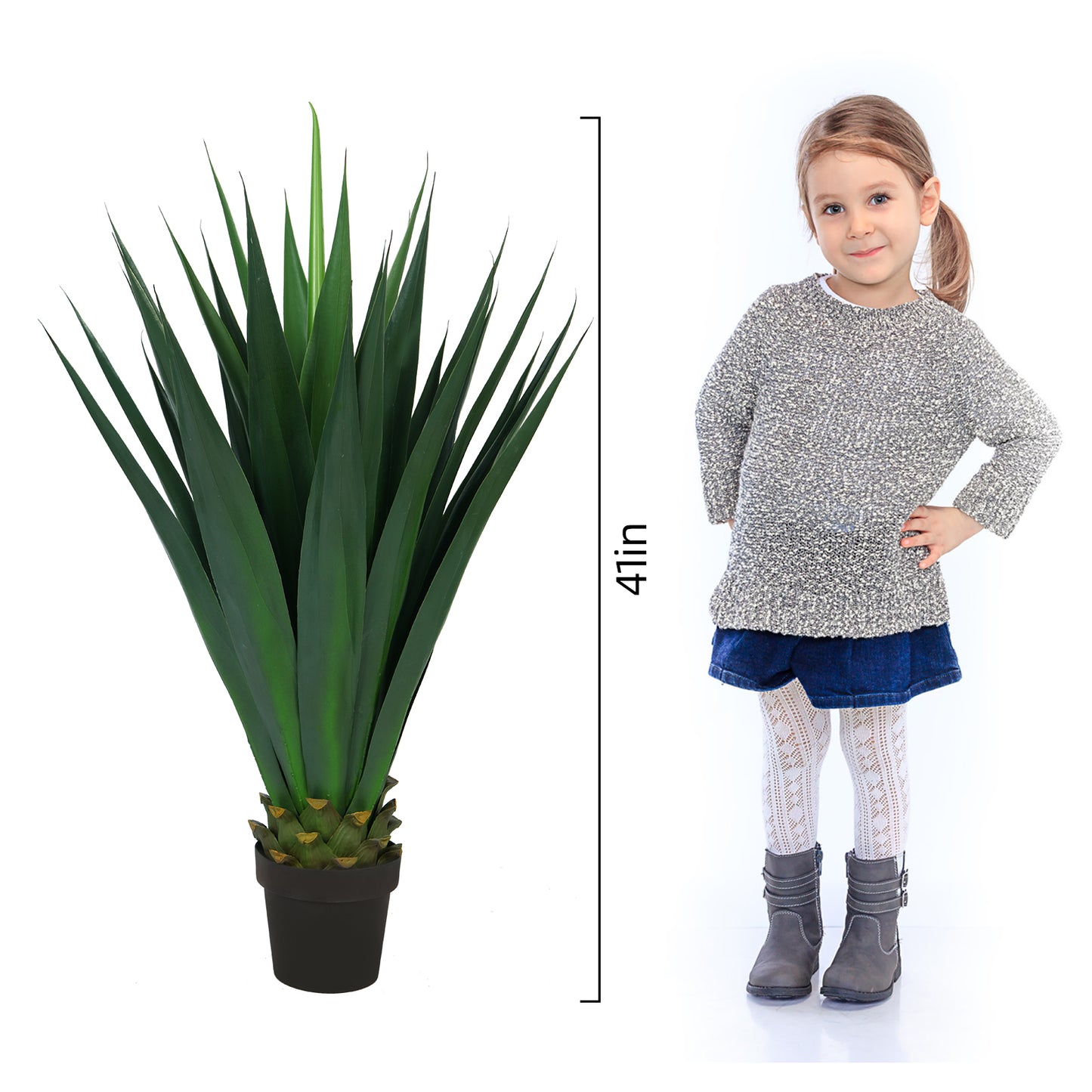 BANNINEO Artificial Agave Plant,41’Large Faux Agave Plant,Fake Outdoor Plants Yard Garden Decor,Yucca Floor Plants for Home &Office Decor,UV Resistant